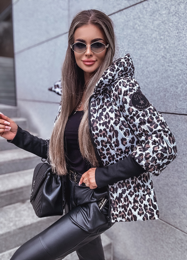 DÁMSKÁ LEOPARDÍ BUNDA S KAPUCÍ COSIA