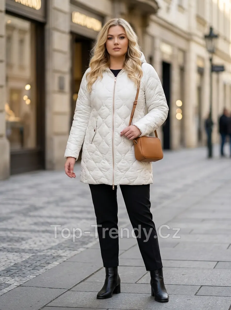 DÁMSKÁ PROŠÍVANÁ BUNDA S KAPUCÍ PLUS SIZE TEARA