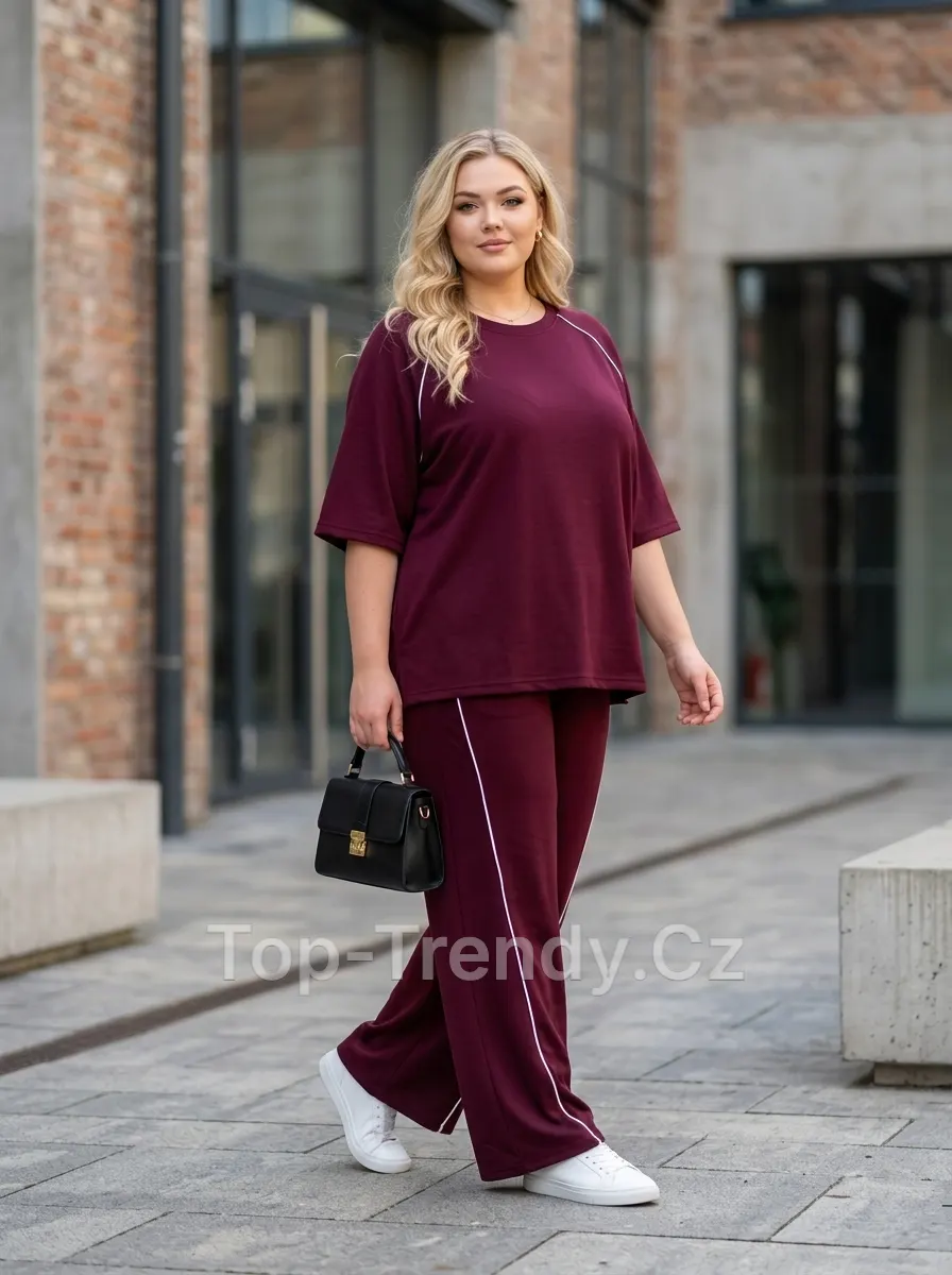 DÁMSKÁ OVERSIZE TEPÁKOVÁ SOUPRAVA S ŠIROKÝMI KALHOTAMI SANIA