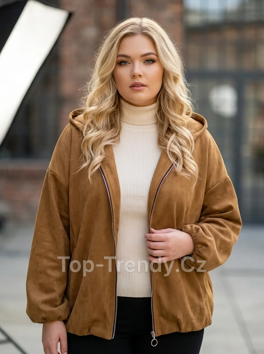 DÁMSKÁ OVERSIZE SEMIŠOVÁ BOMBER BUNDA S KAPUCÍ RONIA