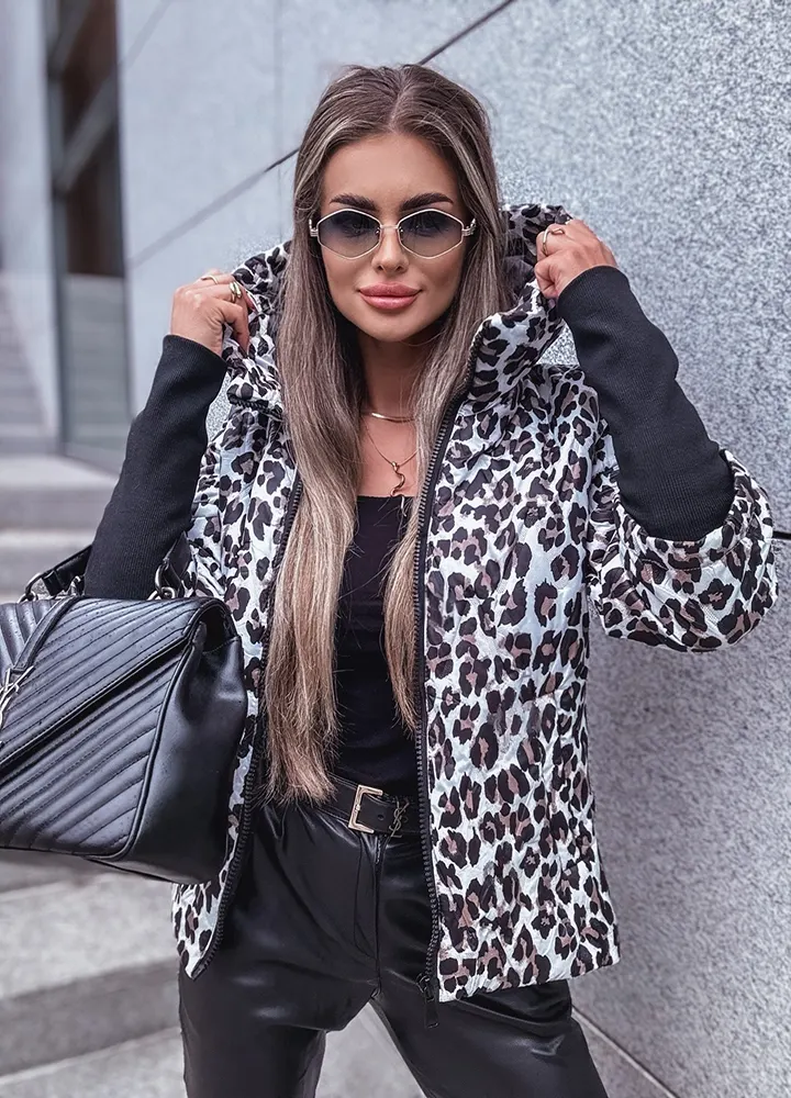 DÁMSKÁ LEOPARDÍ BUNDA S KAPUCÍ COSIA