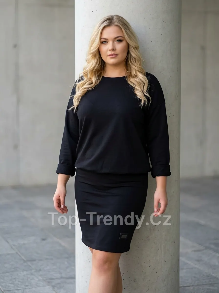 DÁMSKÉ VOLNÉ MIDI ŠATY S DLOUHÝM RUKÁVEM ELMIA