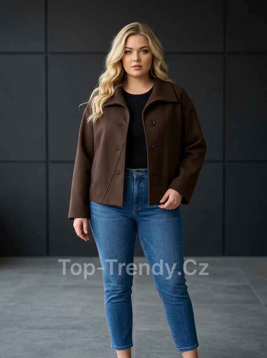 DÁMSKÁ VOLNÁ BUNDA S LÍMCEM A KNOFLÍKY DOROTA